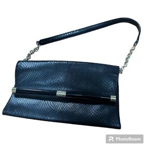 Diane Von Furstenberg small blake snake skin embossed bag detachable gan…